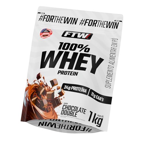 FTW 100% Whey Protein com Proteína Concentrada WPC, para Atletas com Alto Valor Biológico, Suplemento Pós-Treino Sem Glúten - Refil 1kg (Chocolate Double)