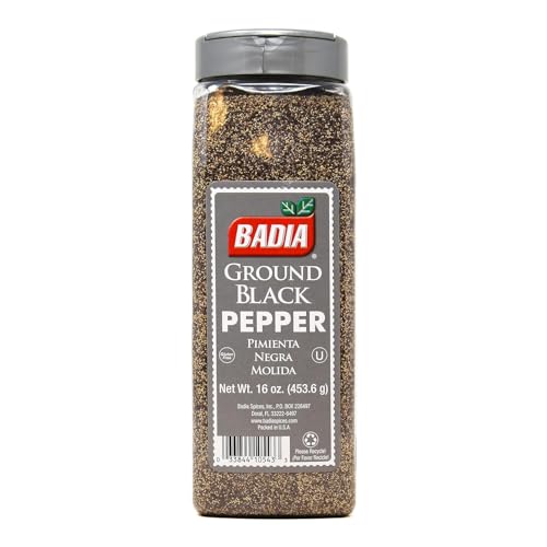 BADIA GROUND BLACK PEPPER, 16 OZ – PURE, BOLD & AROMATIC SPICE FOR COOKING, GRILLING & SEASONING