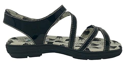 Greenleaf Women's Golf Sandal Shoe, Patent Black, in Kenya