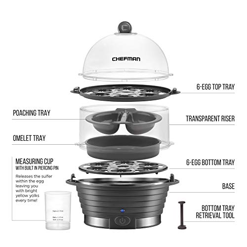 image for Chefman Electric Egg Cooker Boiler, Rapid Egg-Maker & Poacher, Food & 