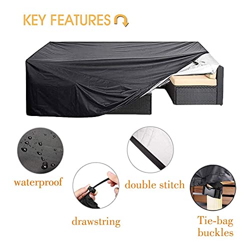 EASYBUYTECH Patio Furniture Cover Super Large Outdoor Sectional Furniture Set Cover, Table Chair Sofa Covers, Waterproof Dust Proof Anti UV/Wind Protective Cover (124"x63"x29"Furniture Set Cover)