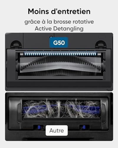 G50 Hybrid Aspirateur Robot, Aspiration 4 000 Pa, Dynamic Navigation, Pro-Detangle Comb, Roller Brush, Patin de Nettoyage pour Laver la Surface des sols, pour Poils d'animaux, sols durs, Tapis