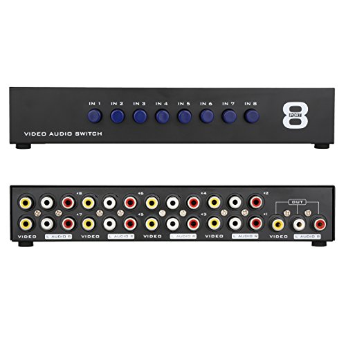 Updated Metal Case Mechanical 8-way AV Switch CVBS RCA Splitter 8 Port Switch Adapter 8 In 1 Out Composite L/R Audio Video Switcher Selector BOX for DVD STB Game Consoles - Thumbnail 2