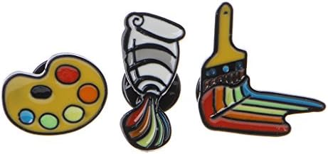 follwer0 3pcs Rainbow Enamel Painter's Palette Brushes Brooches Pins Artist Jewelry Gift