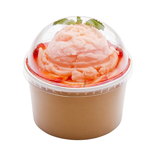 200-CT Disposable Clear Dome Lid for 8-OZ Coppetta Large Hot and Cold To Go Cups: Perfect for Cafes – Eco-Friendly Recyclable Plastic Ice Cream Cup Lid – Restaurantware