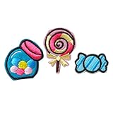 6 small pieces CANDY SWEETS LOLLY Children Iron On Patch Fabric Applique Motif Decal