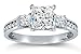 Solid 925 Sterling Silver CZ Cubic Zirconia 3 Three Stone Engagement Ring - Princess Cut Solitaire with Round Side Stones (1.75cttw., 1.5ct. Center) - Available in all ring sizes 4 - 9.5 & Comes With Elegant Velvet Ring Box