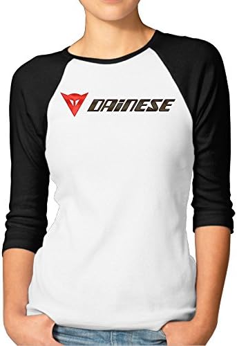 OKAKA Raglan Shirt Dainese Logo 3/4 Sleeve Tees For Women Black