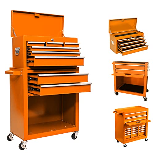 8Drawer Rolling Tool Chest, Big Tool Box with 4 Wheels, Detachable