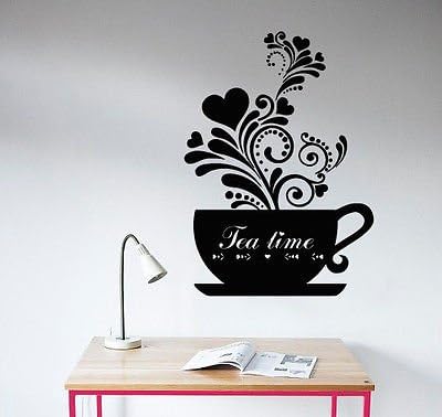 expressive vinyl Wall Decal Sticker Room Nursery Bedroom Kitchen Tea time Cup Break Quote bo2711