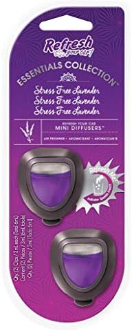 Refresh Your Car! Mini Diffusers, Stree Free Lavender, 2-Pack