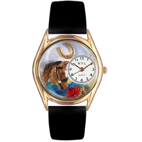 Whimsical Watches Kids C0110007 Classic Gold Horse Head Black