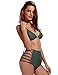 Women Two Piece Cut Out Swimsuit Bikini Set High Waisted Bathing Suits Green L