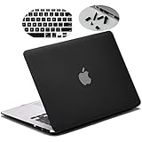 LENTION Hard Case for MacBook Air (13-inch, Mid 2009 to 2017) - Model A1369 and A1466 - (Previous Generation), with Keyboard Cover and Port Plugs, Matte Finish Case with Rubber Feet (Frost Black)