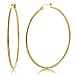 Gem Stone King 2 Inch Stunning Stainless Steel Yellow Gold Plated Hoop Earrings | 50mm Diameter | Fine Jewelry Gifts for Her Mom Women Wife