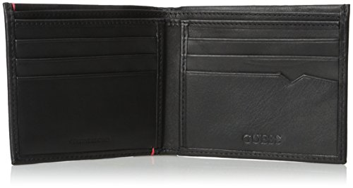 Guess Men's Julian Double Billfold Wallet, Black/Red, One Size