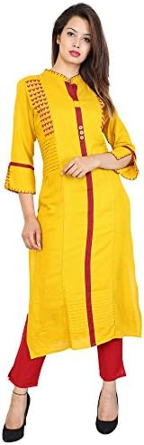Metro Fashion Women's Straight Embroidered Rayon Tunic Top Kurta Dress. (XXL)