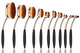 NatureBeauty Oval Toothbrush Makeup Brush Set Foundation Contour Powder Blush Concealer Brush Makeup Cosmetic Tool Set Rose Gold (10 Piece)