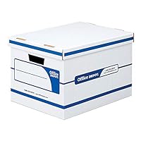 Office Depot 60% Recycled Quick Set-Up Storage Boxes with Lift-Off Lid, Letter/Legal, 10inH x 12inW x 15inD, White/Blue, pk of 12, 0800303