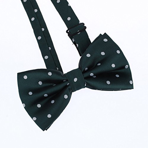 DBD3D01V Dark Green Polka Dots Woven Microfiber Meeting Presents Idea Pre-tied Bow Tie By Dan Smith