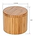 Lily's Home Round Bamboo Jar, Salt and Spices Storage Containers, Small 6oz Salt Box With Magnetic Lock. Set of 3 Wood Boxes