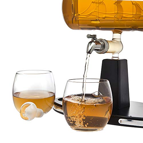 Godinger Whiskey Decanter Dispenser with 2 Whisky Tumbler Glasses - for Liquor, Scotch, Bourbon, Vodka - Image 4