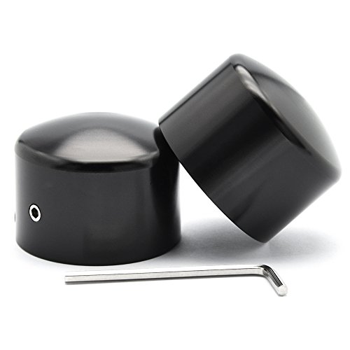 Amazicha Black Front Axle Nut Cover Caps for Harley Street Glides Road Kings Sportster XL 883 1200 - Thumbnail 4