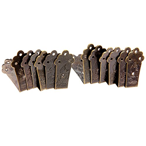 Dophee 12Pcs Antique Embossing Decorative Chest Case Box Corner Protectors Guard Edge Cover