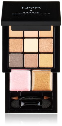 NYX Professional Makeup Bronze Smokey Look Kit, 9 Eyeshadows 2 lip colors, applicator/mirror
