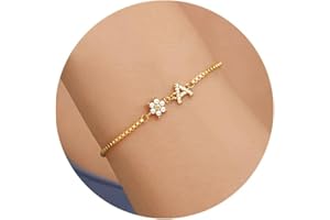 DONYUDE Bridesmaid Gifts for Wedding Day, Flower Girl Gift Initial Bracelets for Women Dainty Gold Bracelet for Women with Pearl Flower Gifts for Teen Girls Initial Bracelet for Bridesmaid