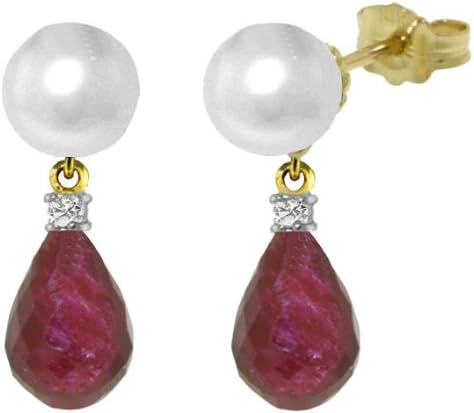 Galaxy Gold 14k Yellow Gold Stud Earrings Diamonds, Rubies Pearls