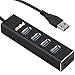 4Port USB Splitter Extension Hub, atolla CH401 4 Port USB 3.0 Hub Multi USB Port Extender Adapter Optional Powered by DC & Micro USB Port Aluminium Black