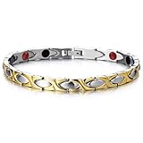 Magnetic Link Bracelet for Women Stainless Steel with Magnet, Free Link Removal Tool