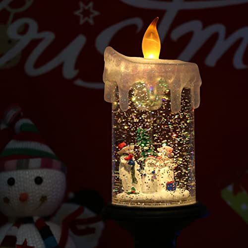 Eldnacele Christmas Snow Globe Candle Battery Operated Lighted