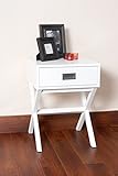 White Finish Modern X-Shape Accent Side End Table Nighstand with Drawer ()