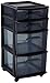 HOMZ Plastic 4 Drawer Medium Cart, Black Frame with Smoke Tint Drawers, Casters Included, Set of 1 primary