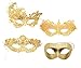 RUSVNO Women's Gold Lace Mask Party Ball Masquerade Fancy Dress Masks Pack of 4