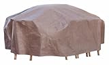 Duck Covers Elite Rectangle / Oval Patio Table & Chair Set Cover with Inflatable Airbag to Prevent Pooling, 127-Inch