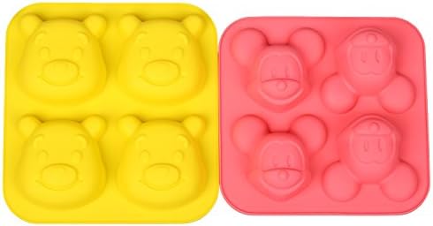 Ebake Reusable Cartoon Mickey and Winnie Silicone Mold for Cake, Chocolate, Jelly, Candy and Ice cubes ( set of 2 )