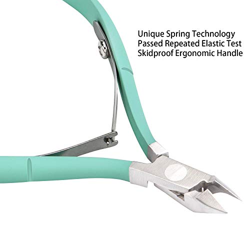 Cuticle Nipper with Cuticle Pusher - Ejiubas Green Cuticle Trimmer Stainless Steel Cuticle Clipper Cutter Nail Cuticle Remover Tools for Fingernails and Toenails