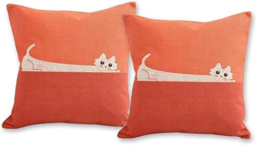2pcs Cat Home Decorative Pillow over Cushion 18 x 18 ", Rolling Cat