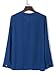 Persun Women Navy Lace Up Front Split Side Plain Blouse ,Blue ,X-Large