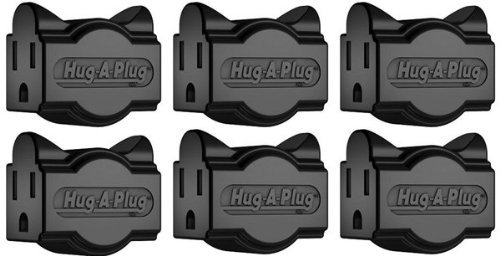 Hug-A-Plug Dual Outlet Wall Adapter, 6 Pack Black DG1.B.6.48-BK
