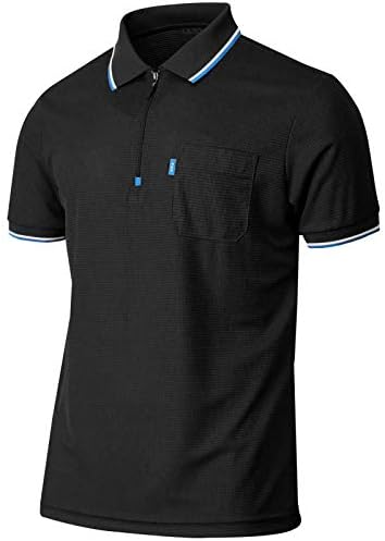 BCPOLO Mens Quarter Zip Up Polo Shirt Short Sleeves Zip Athletic Golf Polo Shirt