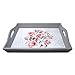 gb Home Collection Decorative Wooden Serving Tray with Floral Art, Breakfast Tray for Carrying Drinks Letters Mail, 15 x 11 in (38 x 28 cm) Display Piece, Modern Design