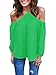YunJey Women's Spaghetti Halter Off The Shoulder Blouse Long Sleeve Shirt Tops Green