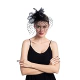 Seven Flowers Fascinator Feather Fascinators for Women Pillbox Hat for Wedding Party Derby Royal Banquet Black