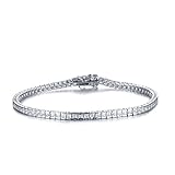 Mia Sarine Womens Rhodium Plated Silver Half Bezel Cubic zirconia Tennis Bracelet