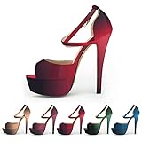 ZriEy Womens Peep Toe Strappy Platform Stiletto Ladies High Heel Sandal Shoes