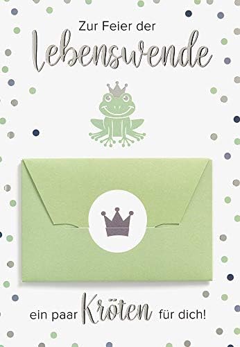 Perleberg, Birthday Card with Frog Motif and Money Envelope, Greeting Card with Writing and Envelope, 11.6 x 16.6 cm